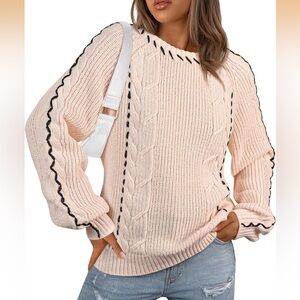 Elegant Cream Cable Knit Sweater